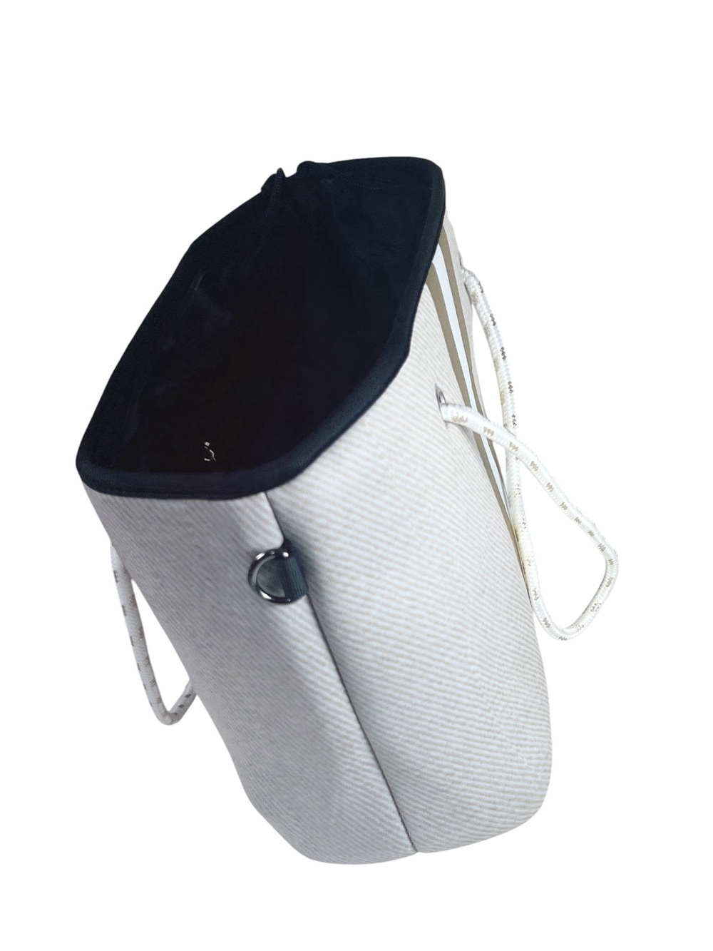 Solazul Neoprene Tan Bag and Matching Wristlet with Gold and White Stripe Beach - Picture 2 of 6